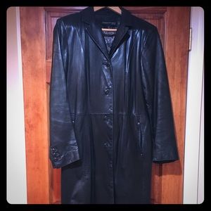 Kenneth Cole Black Leather Coat